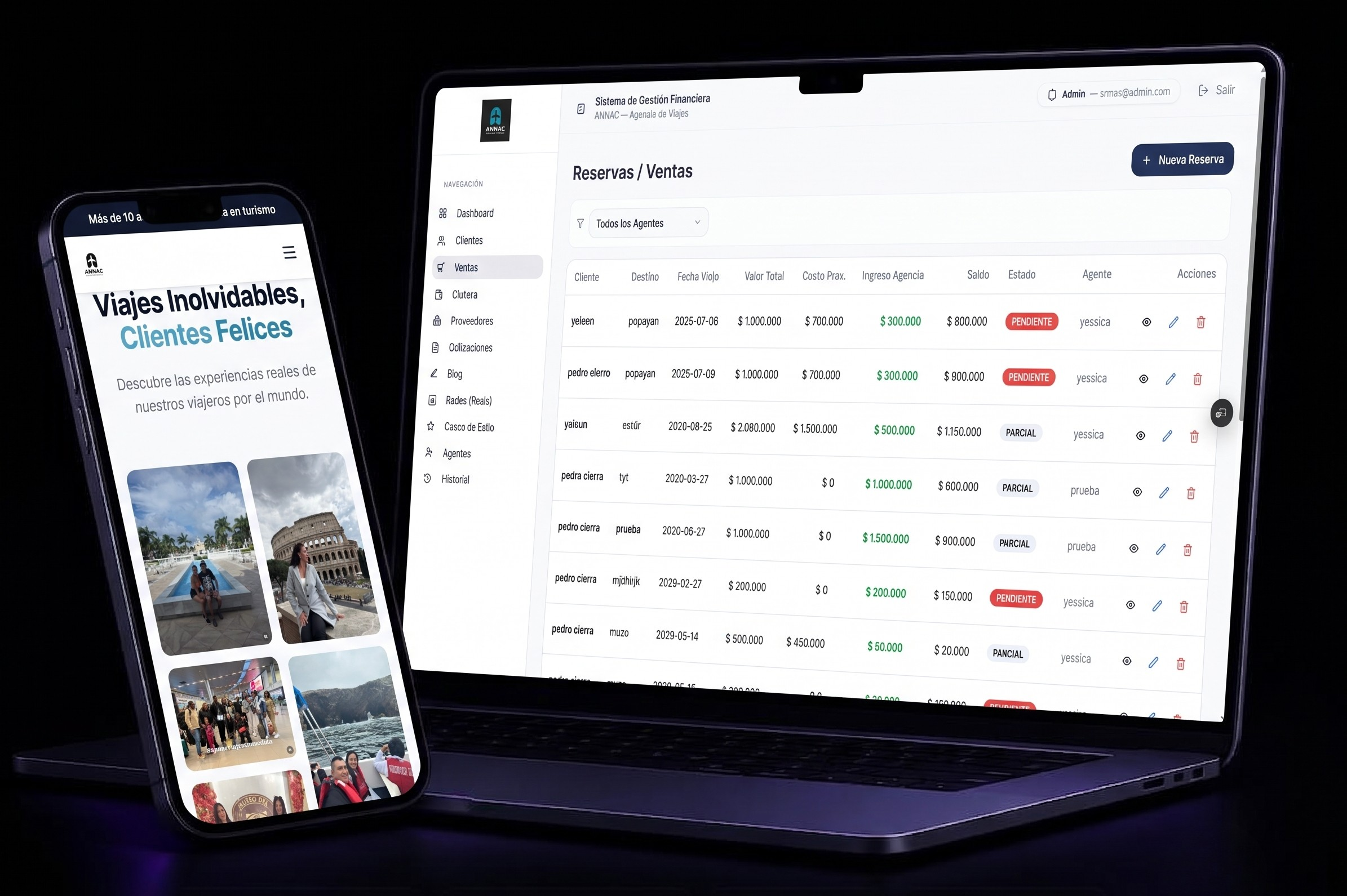 Mockup del proyecto Annac: Ecosistema Digital para Turismo a la Medida